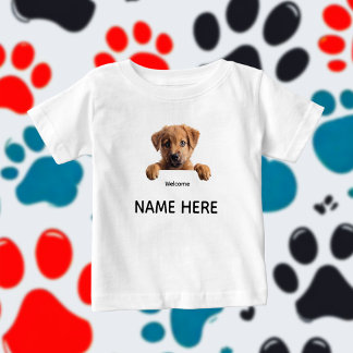 Camiseta De Bebé Personaliza Cachorro de Bienvenida Adorable