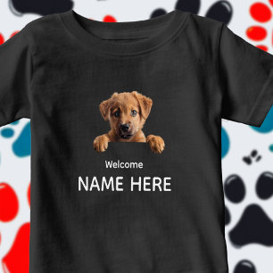 Camiseta De Bebé Personaliza Cachorro de Bienvenida Adorable