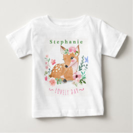 Camiseta De Bebé Personaliza el Día Precioso del Ciervo Fuera Entre