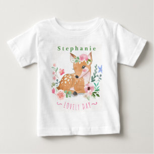 Camiseta De Bebé Personaliza el Día Precioso del Ciervo Fuera Entre