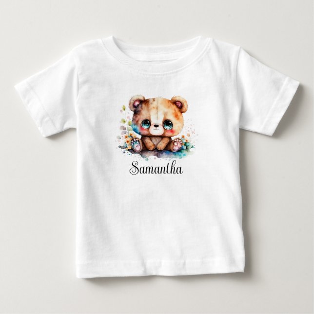 Camiseta De Bebé Personaliza el oso cachorro del cuarto de los niño (Anverso)