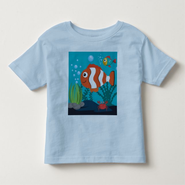 Camiseta De Bebé Personaliza el patrón de vida marina con peces can (Anverso)