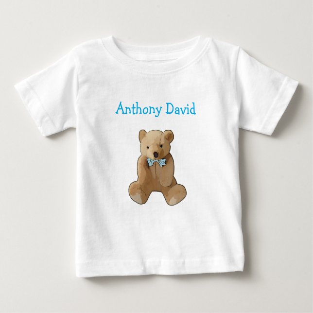 Camiseta De Bebé Personaliza este lindo oso orgánico de peluche beb (Anverso)