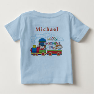 Camiseta De Bebé Personaliza Feliz Día del Niño Rojo Azul Amarillo 