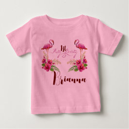 Camiseta De Bebé Personaliza Flamingo Hibiscus Rosa Cumpleaños de C