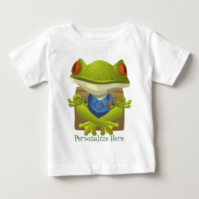 Camiseta De Bebé Personaliza la meditación de la rana verde gracios (Anverso)