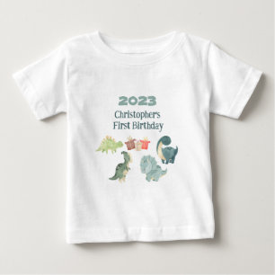 Camiseta De Bebé Personaliza Nombre Año Primer Cumpleaños Bebé Dino
