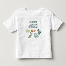 Camiseta De Bebé Personaliza Nombre Año Primer Cumpleaños Dino Ador