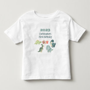 Camiseta De Bebé Personaliza Nombre Año Primer Cumpleaños Dino Ador