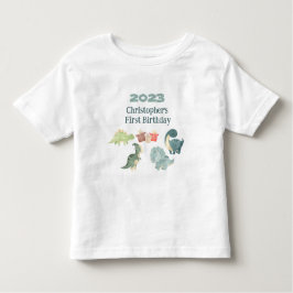 Camiseta De Bebé Personaliza Nombre Año Primer Cumpleaños Dino Boni