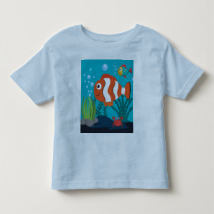 Camiseta De Bebé Personaliza Patrón de Vida Marina Pez Cangrejo Alg