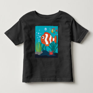 Camiseta De Bebé Personaliza Patrón de Vida Marina Pez Cangrejo Alg