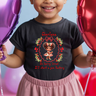Camiseta De Bebé Personaliza Vestido de Fresa Niña Bebé Negra