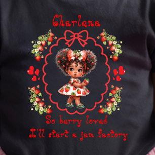 Camiseta De Bebé Personaliza Vestido de Fresa Niña Bebé Negra 