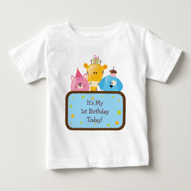 Camiseta De Bebé Personalizable de animales de cumpleaños de Person (Anverso)