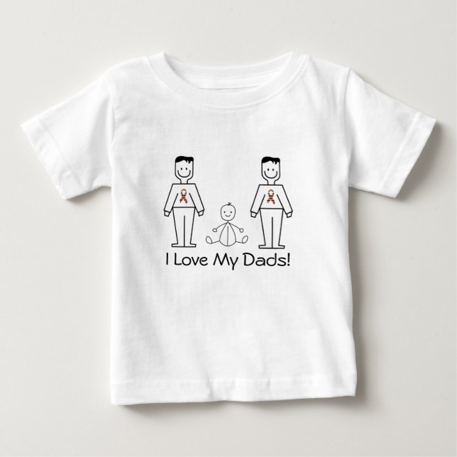 Camiseta De Bebé Personalizable de LGBT 2 papás y un bebé (Anverso)