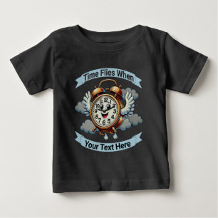 Camiseta De Bebé Personalizable "El tiempo vuela cuando" Reloj vola