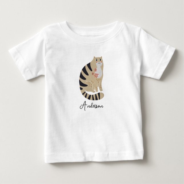 Camiseta De Bebé Personalizable Gracioso Cute Sonriente Cat Baby Bi (Anverso)