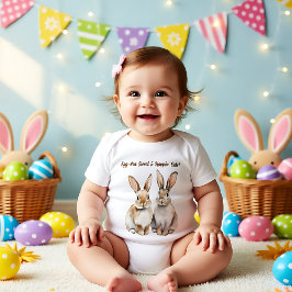 Camiseta De Bebé Personalizable 🐇 hoppin en el vaso de primavera