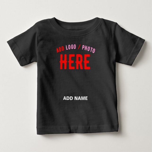 CAMISETA DE BEBÉ PERSONALIZABLE MODERNO ESTILO NEGRO VERIFICADO MAR (Anverso)