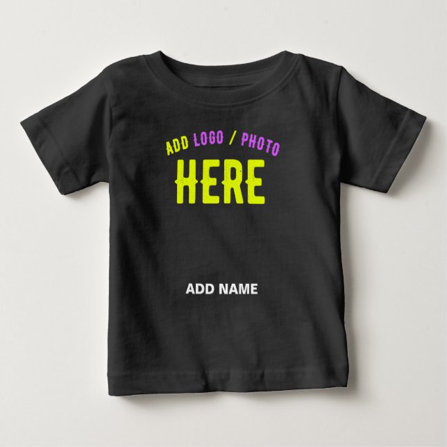 CAMISETA DE BEBÉ PERSONALIZABLE MODERNO ESTILO NEGRO VERIFICADO MAR (Anverso)