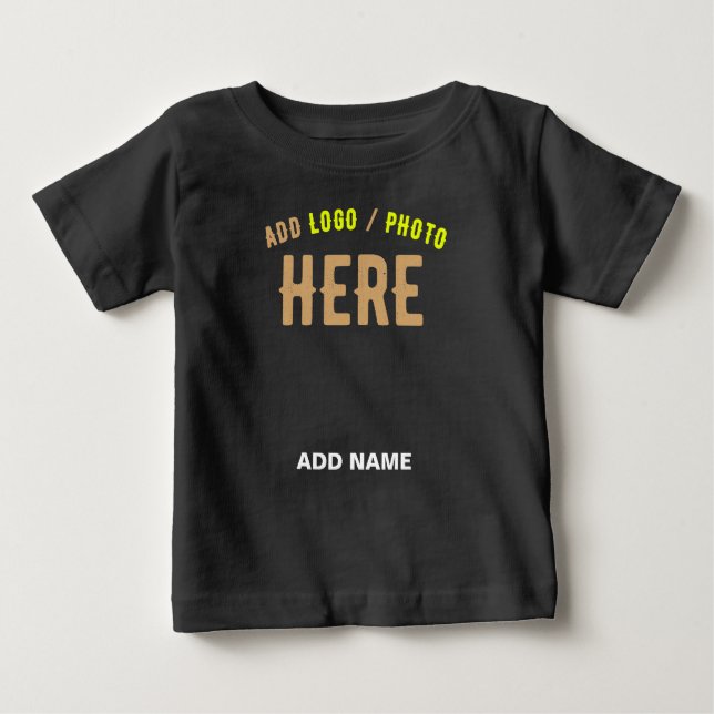 CAMISETA DE BEBÉ PERSONALIZABLE MODERNO ESTILO NEGRO VERIFICADO MAR (Anverso)
