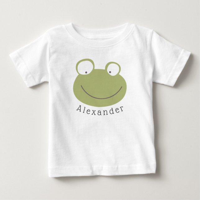 Camiseta De Bebé Personalizable Nombre Rana Cute (Anverso)