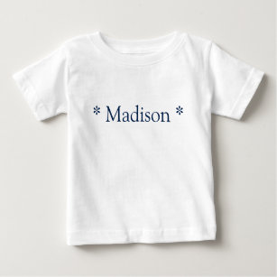 Camiseta De Bebé Personalizable nombre texto azul marino blanco