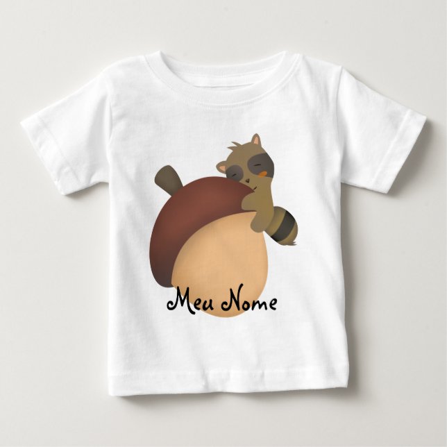 Camiseta De Bebé Personalizable Pequeño Racoon bebé (Anverso)