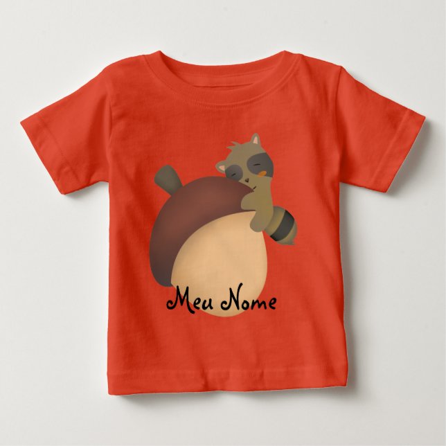 Camiseta De Bebé Personalizable Pequeño Racoon bebé (Anverso)