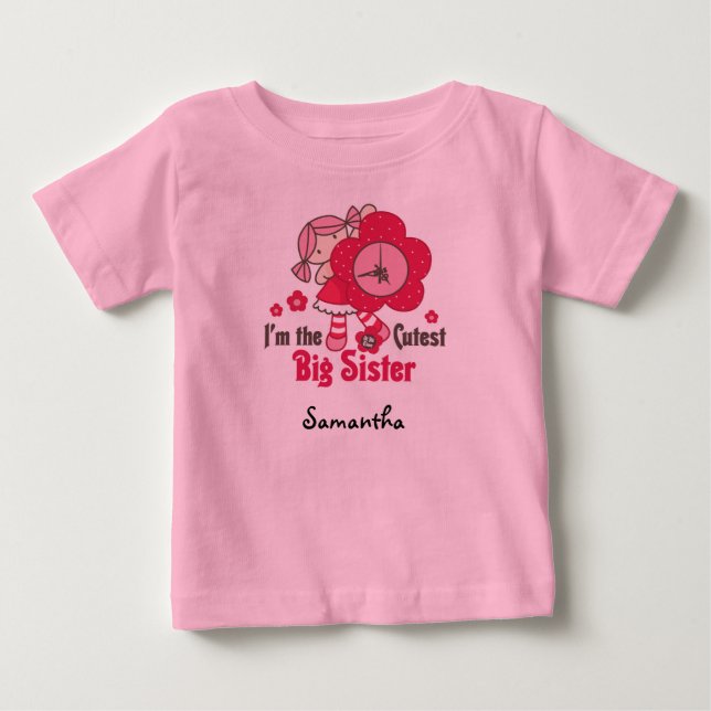 Camiseta De Bebé Personalizable Rag Doll Cutest Big Sister (Anverso)