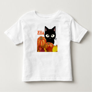 Camiseta De Bebé Personalizable Toddler Halloween Black Cat T-Shirt