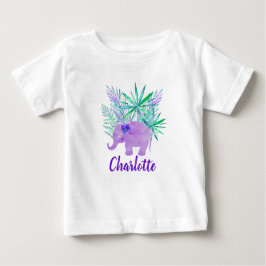 Camiseta De Bebé Personalizable tropical de la jungla de elefantes 