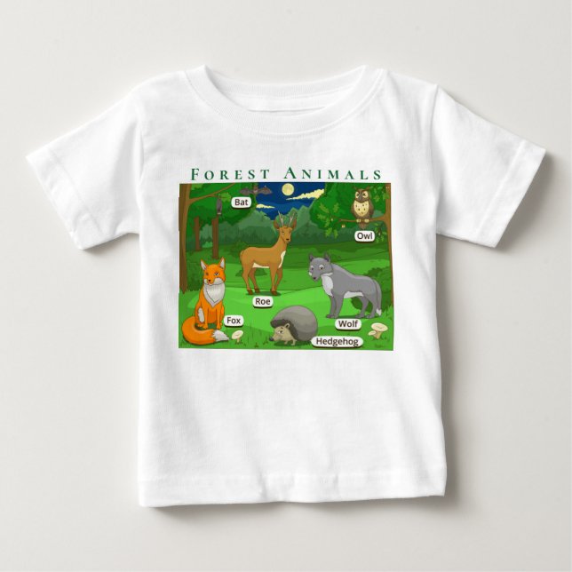 Camiseta De Bebé Personalización de animales forestales venados Fox (Anverso)