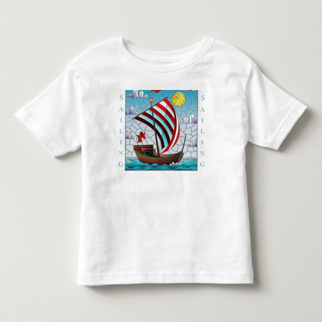 Camiseta De Bebé Personalización de Blue Ocean Sail Boat Clear Sky  (Anverso)
