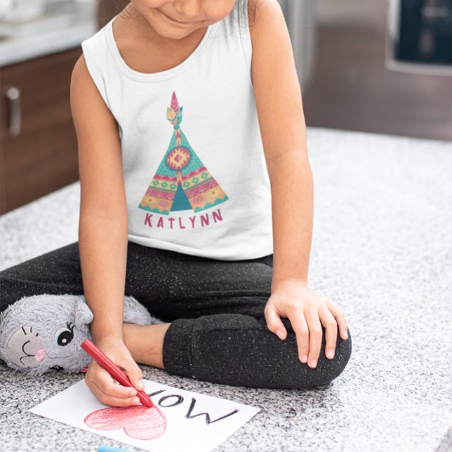 Camiseta De Bebé Personalización de Chicas nativos americanos de co (Personalize Native American Pink and Blue Girls Baby T-Shirt )