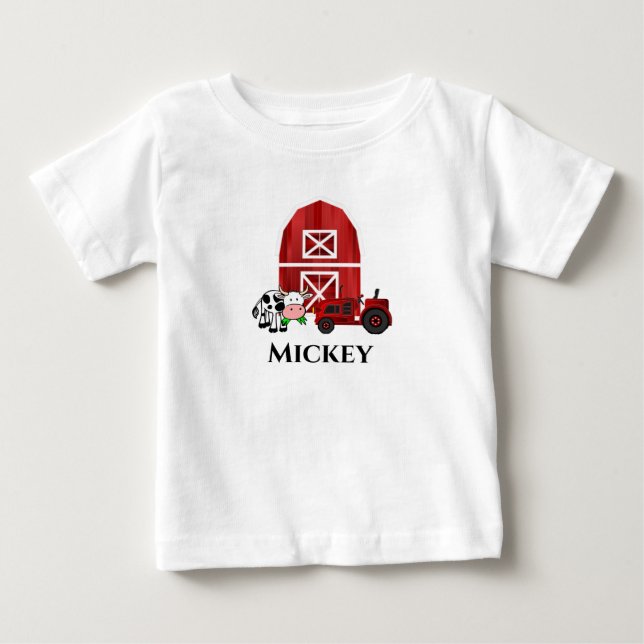 Camiseta De Bebé Personalización de granjas de granjas y cúpula de  (Anverso)