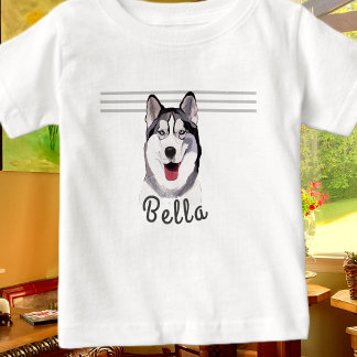 Camiseta De Bebé Personalización Nombre Husky Multimedia Baby T-Shi