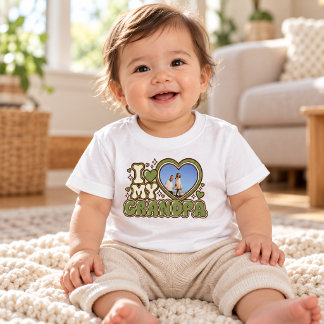 Camiseta de bebé personalizada con foto de 'Amo a 