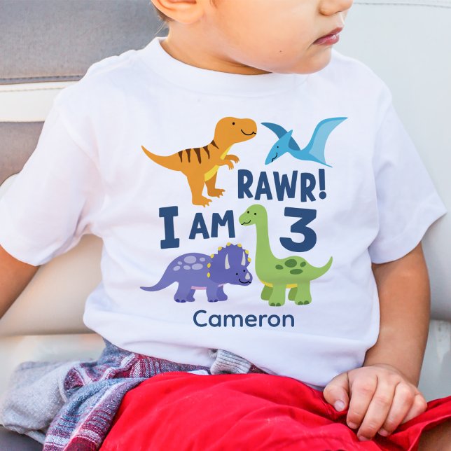 Camiseta De Bebé Personalizada la Rawr de Dinosaurios de 3 Años (Subido por el creador)