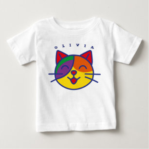 Camiseta De Bebé personalizada para niños y niñas - Diseño de Gato 