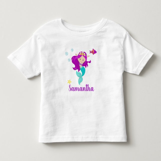 Camiseta De Bebé Personalizada Princesa Sirena Purple Personalizada (Anverso)