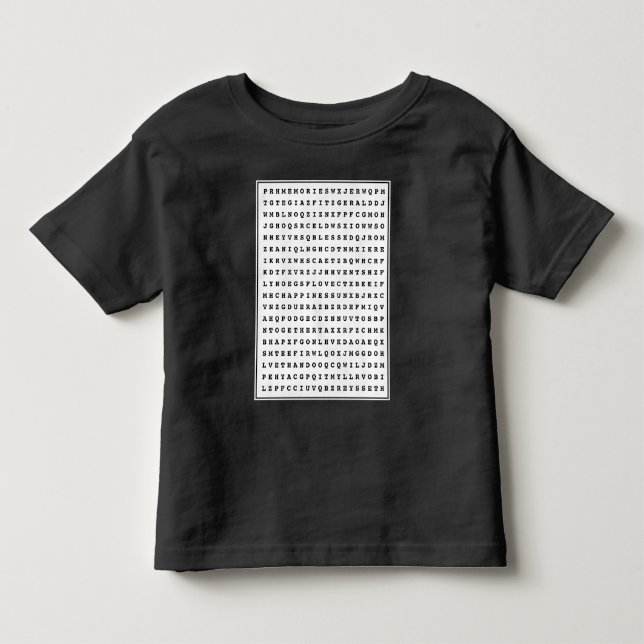 Camiseta De Bebé Personalizado 12 Word Family Word Search (Anverso)