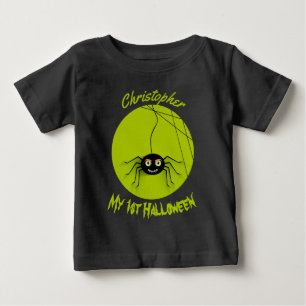 Camiseta De Bebé Personalizado 1er Halloween Araña Espeluznante