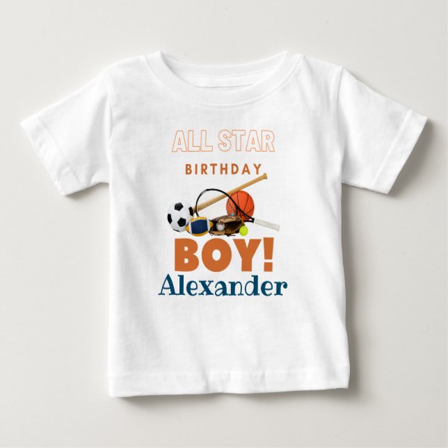 Camiseta De Bebé Personalizado All Star Birthday Boy (Anverso)