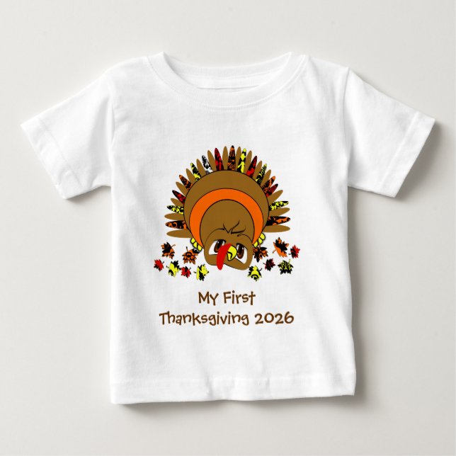 Camiseta De Bebé Personalizado amable Acción de Gracias Turquía (Anverso)