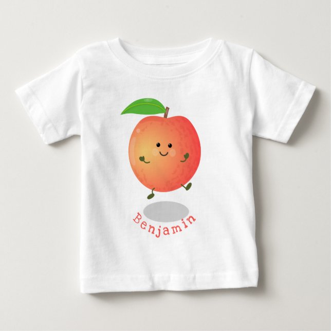 Camiseta De Bebé Personalizado amarillo de melocotón alegre (Anverso)