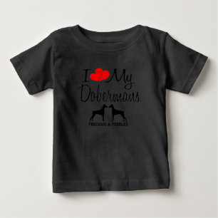 Camiseta De Bebé Personalizado, amo a mis dos dobermanes