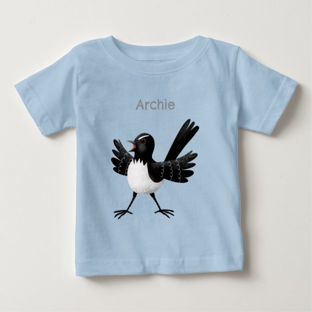 Camiseta De Bebé Personalizado australiano Willie Wagtail personali (Anverso)