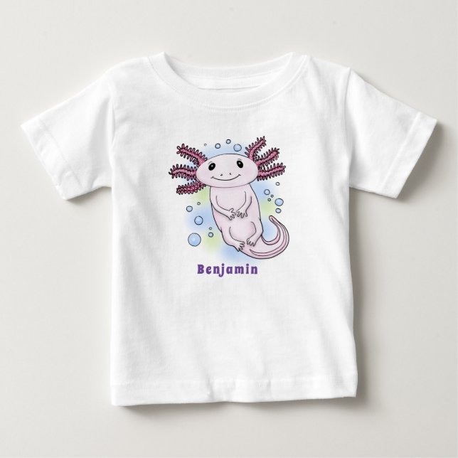 Camiseta De Bebé Personalizado axolotópico rosa adorable (Anverso)